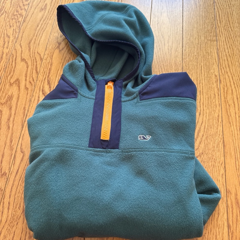 Vineyard Vines Green and Navy Zip-Up Sweater